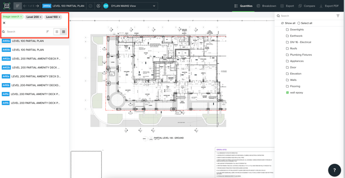 Image search filter drawings